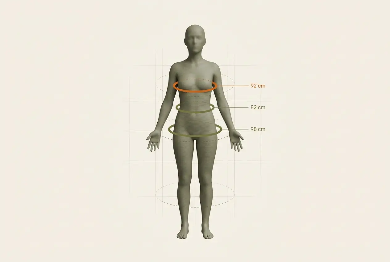 Пример 3D-скана тела iSUN 3D с выделением зон измерения